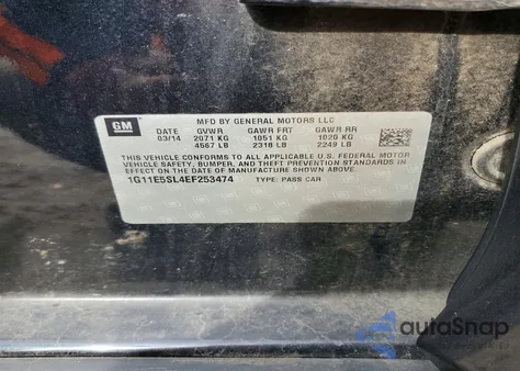 2014 Chevrolet Malibu 2Lt from USA, damaged, VIN 1G11E5SL4EF253474